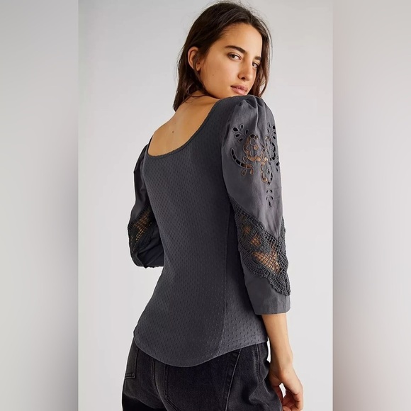 Free People Brunch Date Henley in Metal Stiletto (Gray), Size XS - Picture 3 of 9